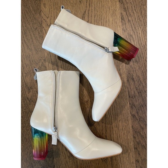 Kurt Geiger London Leather Rainbow Block Heel Booties Women’s Sz US 9.5/EU 40.5 - Picture 7 of 12